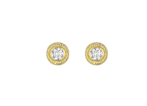 Round Yellow Gold Stud Earring
