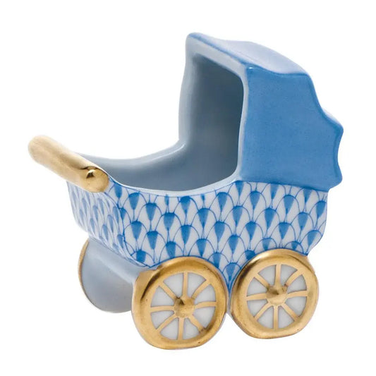Herend Baby Carriage | 2.25in Blue