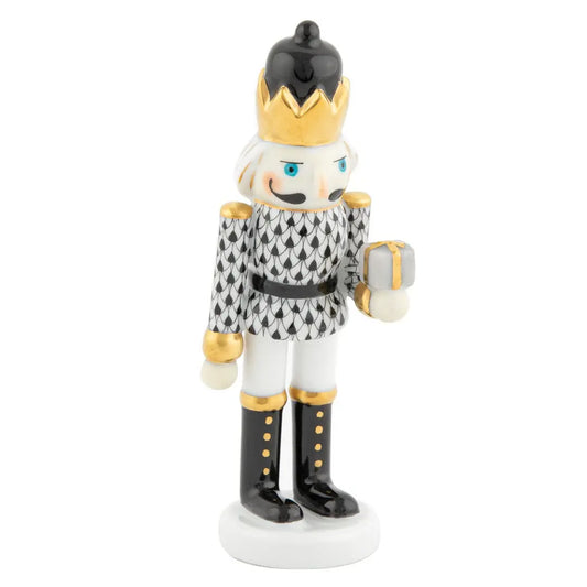 Herend Nutcracker with Gift | 4.5in Black