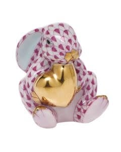 Herend Bunny with Heart | 2in Raspberry