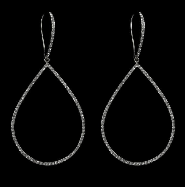 Pave Diamondique Teardrop Earrings | 3in Black Rhodium