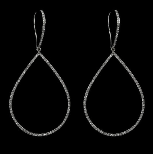 Pave Diamondique Teardrop Earrings | 3in Black Rhodium