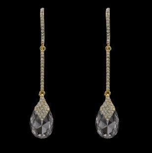 Teardrop Crystal Linear Pave Diamondique Earrings | 3in Gold