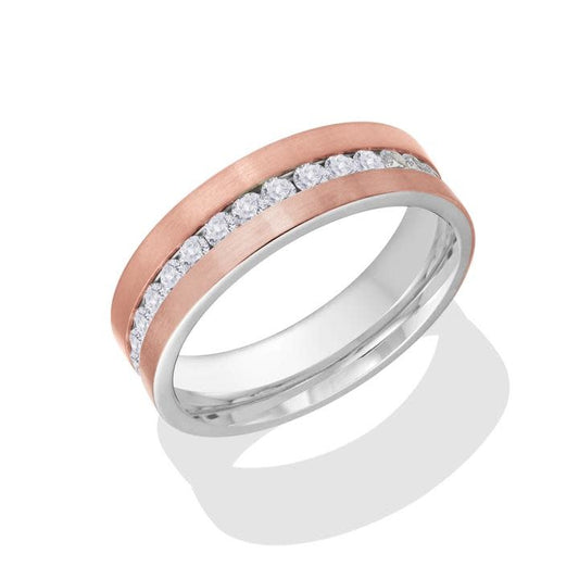 Rose Flat Brush Steel WhiteCZ Eternity Ring S7