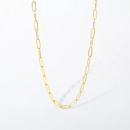 Small Paperclip Chain Charm Necklace 18kgp | 18-20in