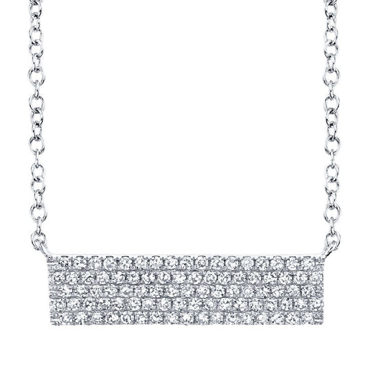 0.25Ct 14K WG Diamond Bar Pave Necklace