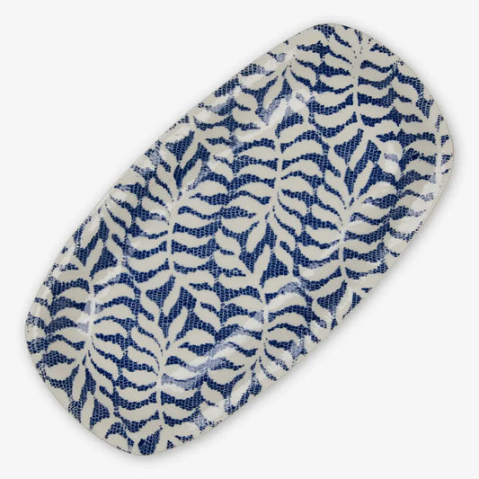 Terrafirma Ceramics Oblong Tray | 15x8in Fern Cobalt