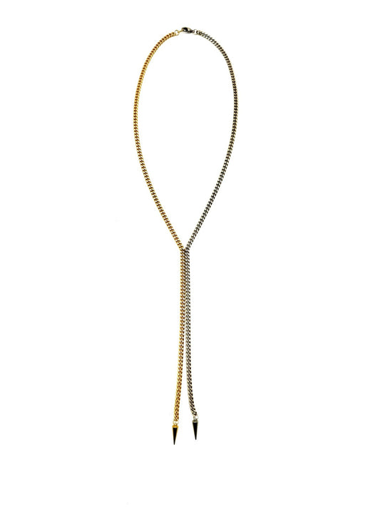 Cody Y Spike Drop Necklace |  Gold + Antique Silver