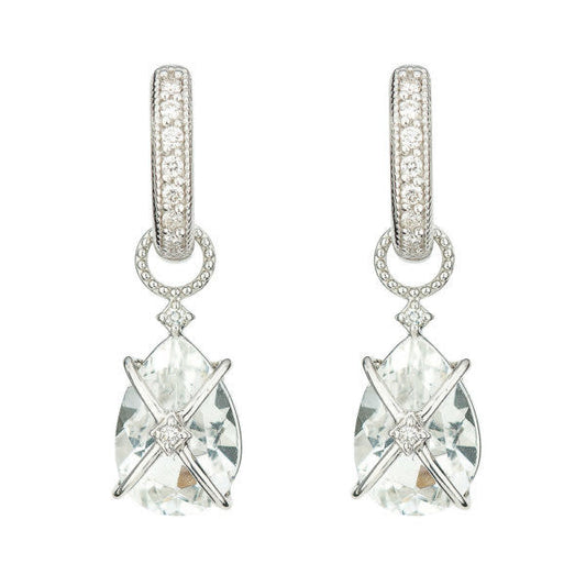 Criss Cross Pear Stone Earring Charms | White Topaz 18k WG
