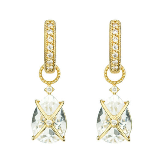 Criss Cross Pear Stone Earring Charms | White Topaz 18k YG