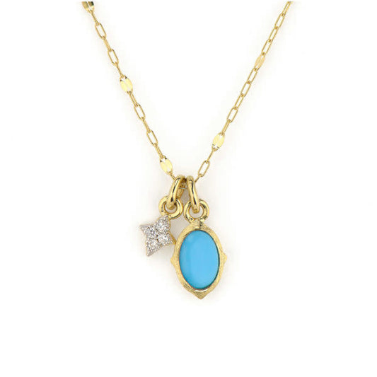 Tiny Moroccan Oval Stone & Quad Pendant
