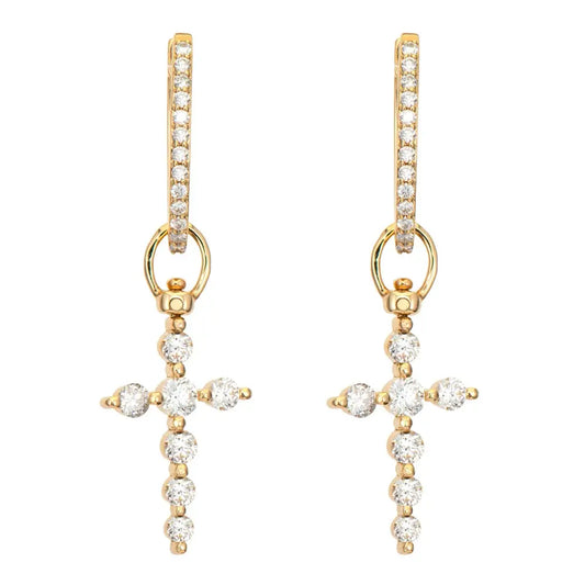 SINGLE | Diamond Cross Earring Charm or Pendant | .40c GSI 14k