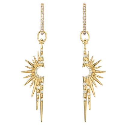 SINGLE | Diamond + Mixed Sapphire Half Starburst Reversible Earring Charm or Pendant | .2c GSI + .90c 14k