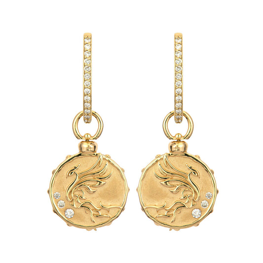 SINGLE | Phoenix Fire Goddess Reversible Earring Charm or Pendant | .09c 14k