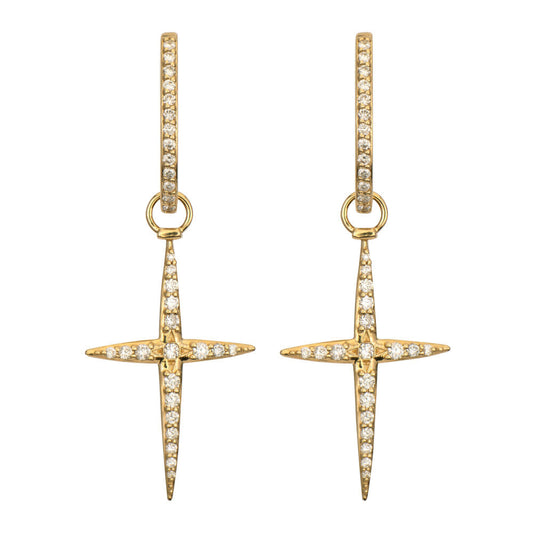 SINGLE | Starry Night Diamond Cross Earring Charm or Pendant | .18c