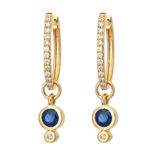 SINGLE | Blue Sapphire + Diamond Bezel Earring Charm | 14k