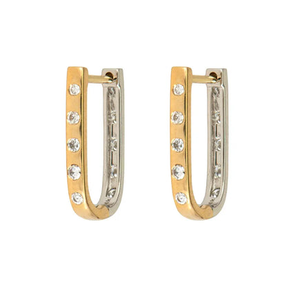 SINGLE | Diamond Reversible Curved Hoop Earring | .12c GSI 14k