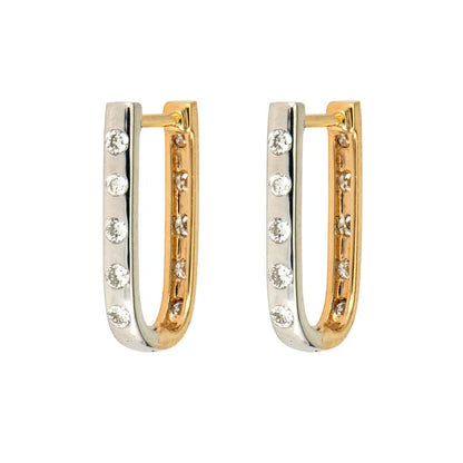 SINGLE | Diamond Reversible Curved Hoop Earring | .12c GSI 14k