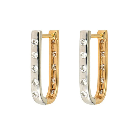 SINGLE | Diamond Reversible Curved Hoop Earring | .12c GSI 14k