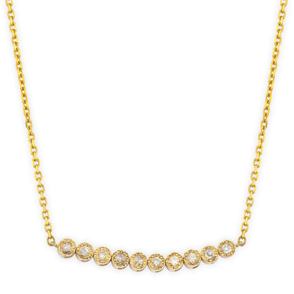 Emerald + Diamond Bezel Set Reversible Necklace | .35c + .35c 16+2in 14k