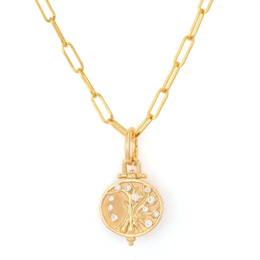 Tree Of Life Reversible Engravible Pendant + Bale | .14c GSI 14k