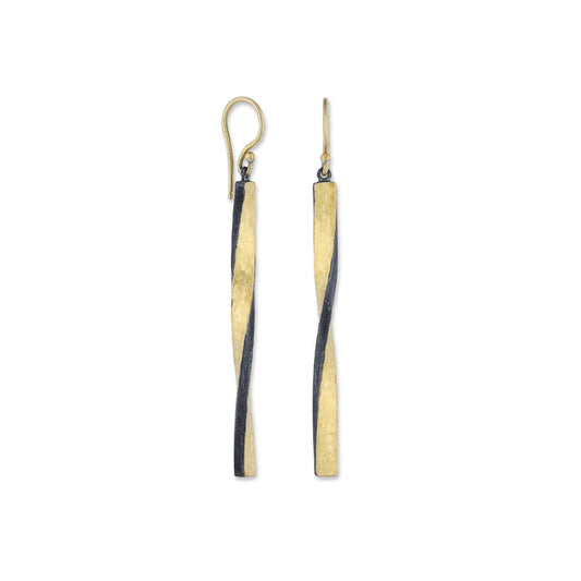 Gold & Oxidized Silver Twist Earrings