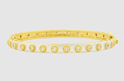 Studded Eternity Hinge Bangle Silver|Gold