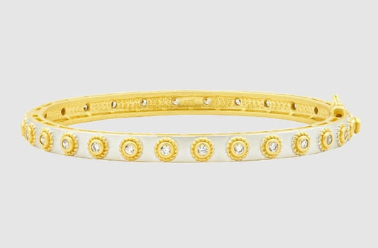 Studded Eternity Hinge Bangle Silver|Gold