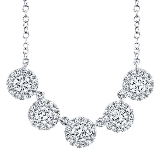 0.53Ct 14K WG 5 Diamond Pendant Necklace