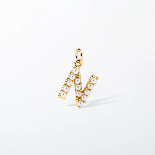 Pearl Initial Charm Pendant | N