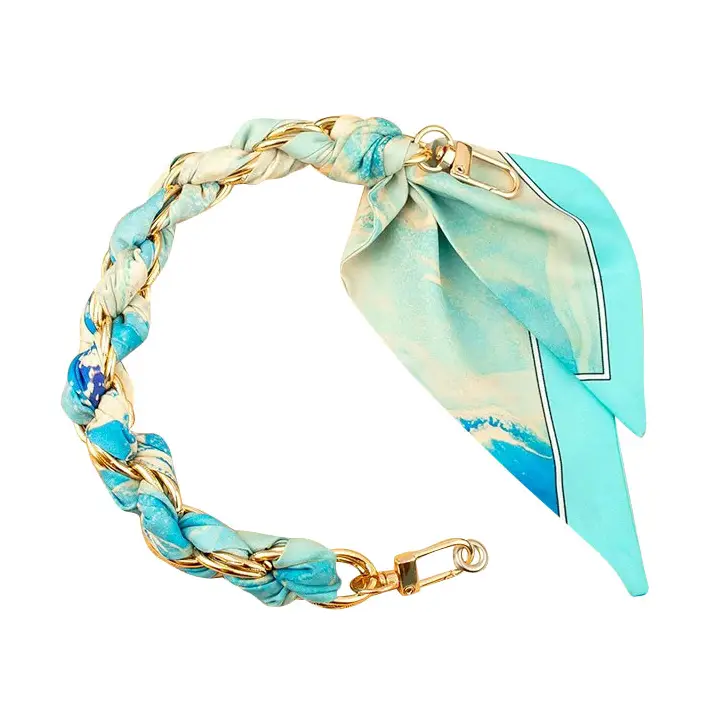 Satin Scarf Gold Phone Chain Wristlet | Blue Ocean