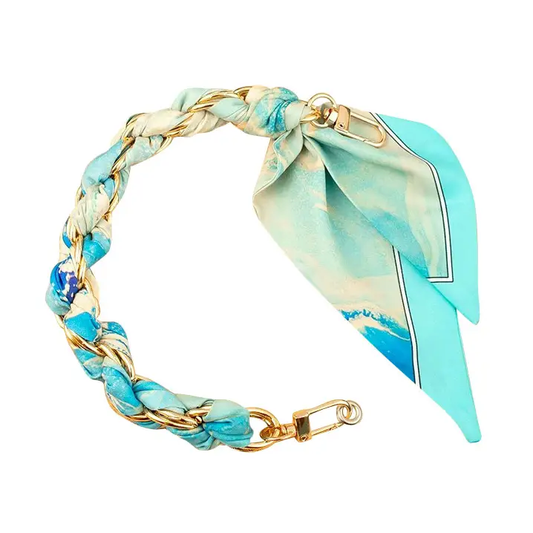 Satin Scarf Gold Phone Chain Wristlet | Blue Ocean