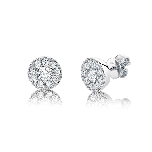0.24Ct-Ctr(RND) 0.26Ct-Side 14K WG Diamond Cluster Earring