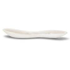 15" L Archipelago White Cloud Marbleized Organic Shaped Long Serving Dish