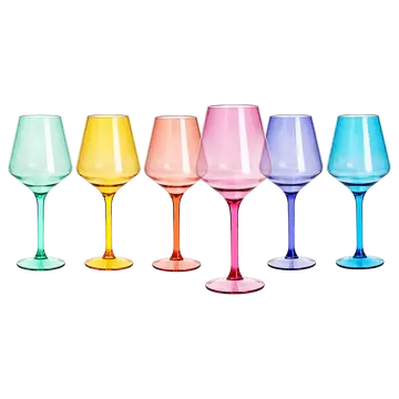Acrylic Stemmed Wine Glass Set of 6 | Rainbow 15oz