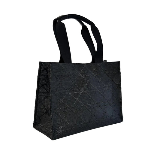 Luxe Bali Straw Tote Bag | Cane Midnight