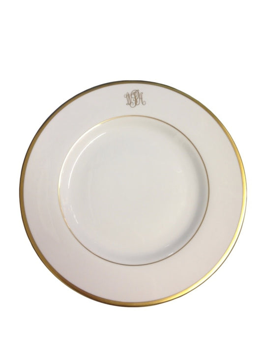 Signature Ultra-White Gold Salad Plate | 8.25in Monogrammed