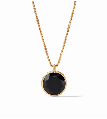 Coin Statement Pendant Necklace in Black