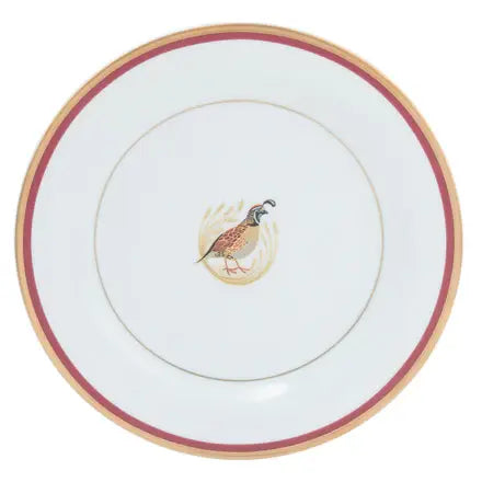 Charlotte Moss Ultra-White Gold Bread Plate | Quail Burgundy Red