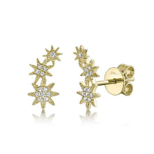 Diamond Star Stud Earrings | 14k Yellow Gold .06c