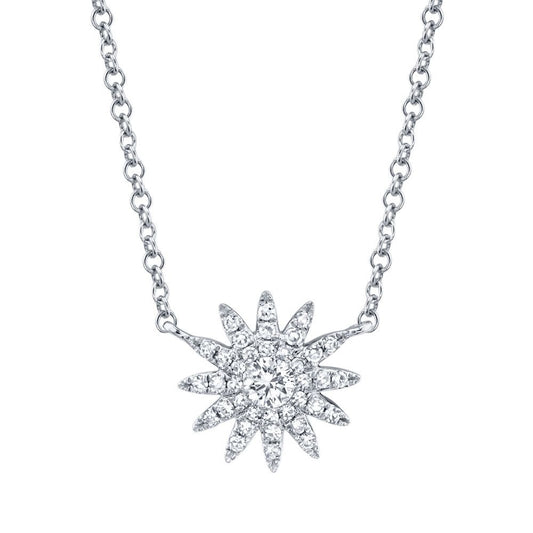 Diamond Starburst Necklace | 0.15c 14k WG