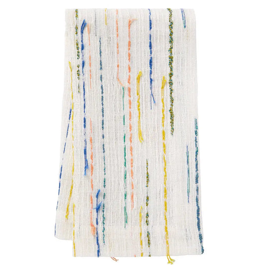 Linen Blend Napkins Set of 4 | White + Multi-Color 20x20in