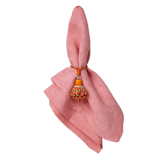Linen Napkins Set of 4 | Solid Coral Pink 20x20in