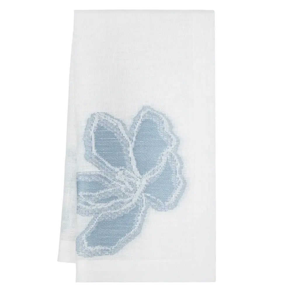 Linen Blend Napkins Set of 4 | Light Blue + White Floral 20x20in