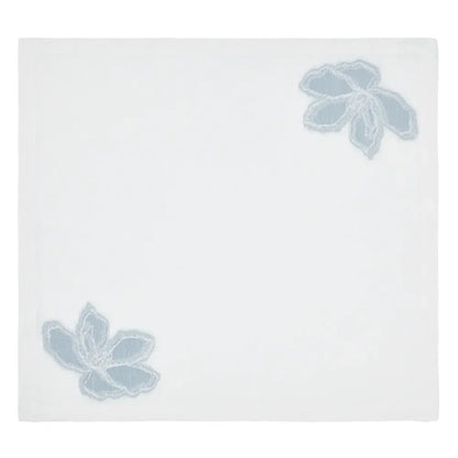 Linen Blend Napkins Set of 4 | Light Blue + White Floral 20x20in