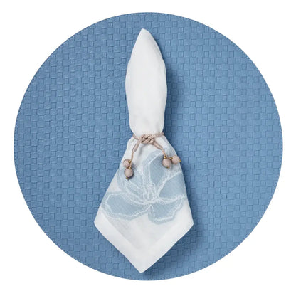 Linen Blend Napkins Set of 4 | Light Blue + White Floral 20x20in