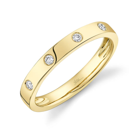 Diamond Chanel Set Ring Band | S7 14k .07c YG