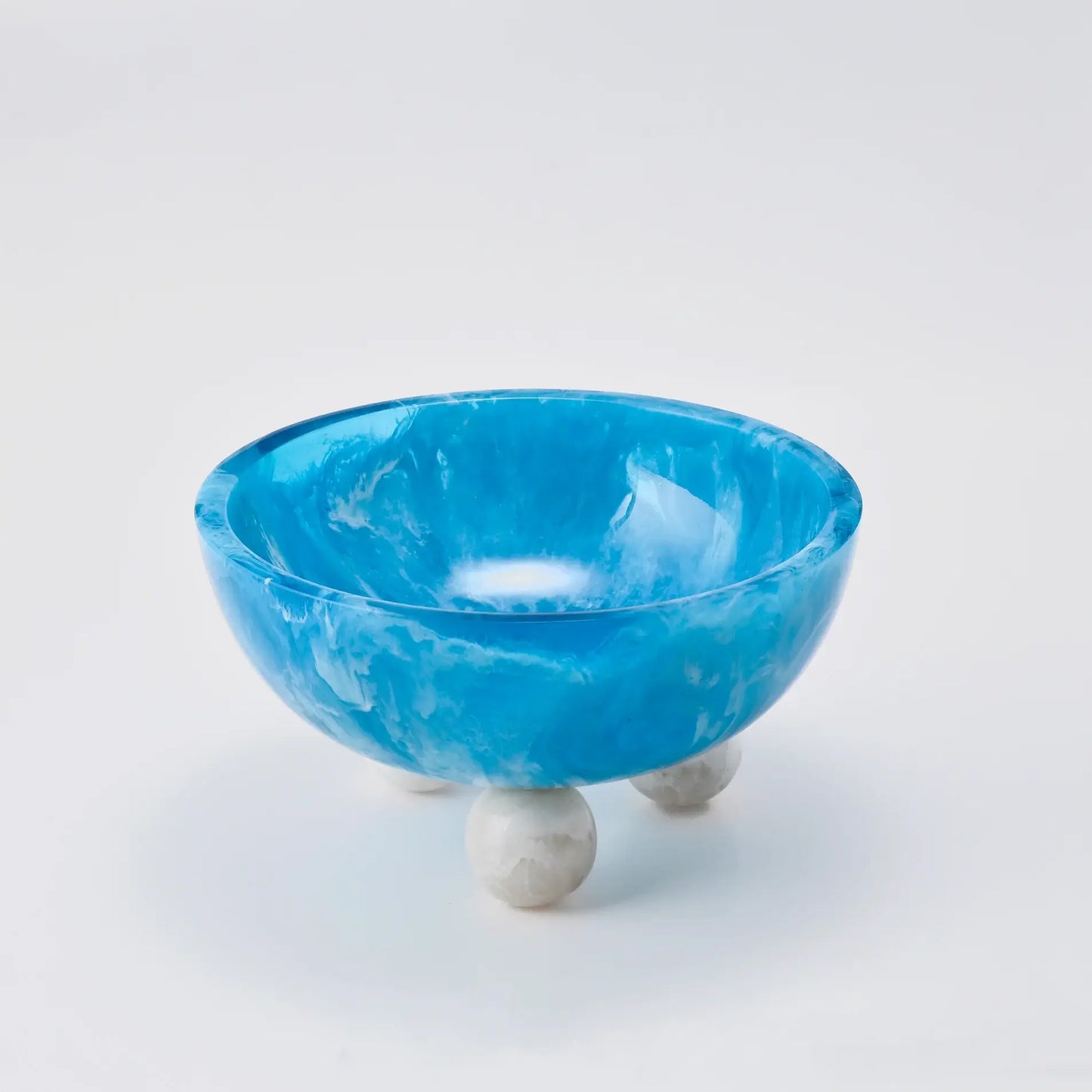 Resinware Handcrafted High Polish Medium Bowl |9x5.5in Marine + Snow