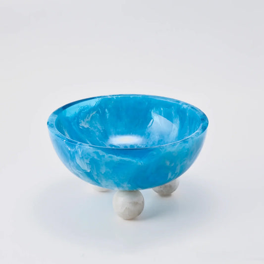 Resinware Handcrafted High Polish Medium Bowl |9x5.5in Marine + Snow