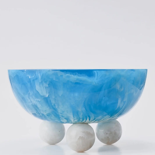 Resinware Handcrafted High Polish Large Bowl |12.2x6.3in Marine + Snow